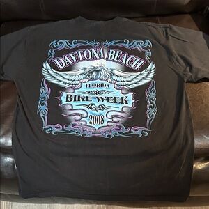 Gildan Black Vintage Daytona Beach Bike Week Graphic T-Shirt 2008